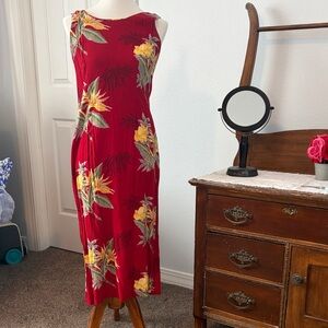 Tropical red Floral Sleeveless Dress